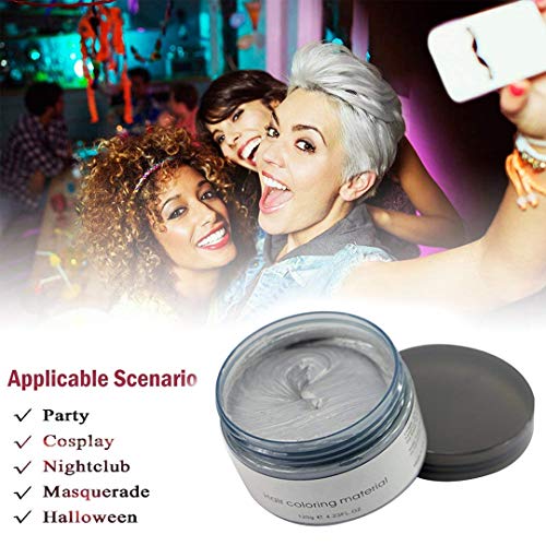 Cera de Color Para el Cabello, Tinte de Cabello Temporal Mujer y Hombre, Cera Pelo DIY, Fórmula Planta Lavable Cera de Peinado Natural Mate 4.23 OZ - Gris Plateado