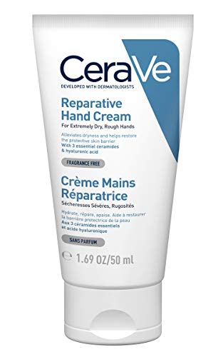 CeraVe Crema reparadora de manos | 50 ml/1.7 oz | Crema de manos para manos secas y ásperas | con glicerina y 3 ceramidas esenciales