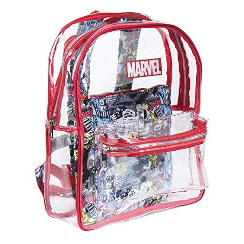 Cerdá, Mochila de Playa Transparente de Marvel con Compartimento Interior Impreso Unisex niños, Rojo, Grande