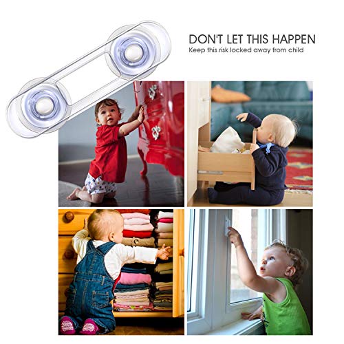 Cerraduras de Seguridad para Niños Yosemy 8 Pieza Bloqueo de Seguridad, Cierres para Armarios, WC, Cocinas, Puertas y Ventanas, Nevera, Extra Fuerte 3 M Adhesivo, Transparente