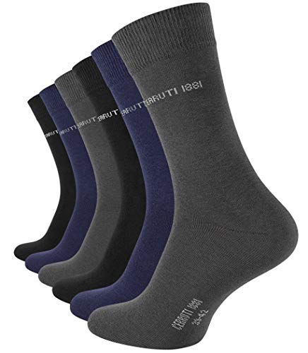 Cerruti 1881 - Calcetines para hombre (6-9 o 12 pares, algodón), color negro o mezcla de colores 6 pares mezclados (negro, azul marino y antracita). 39-42