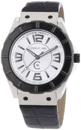 Cerruti CRA020A212B - Reloj analógico de caballero de cuarzo con correa de piel negra - sumergible a 100 metros