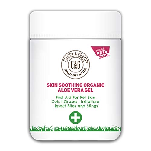 C&G Pets | Skin Soothing Organic Aloe Vera Gel 250ml | 100% Aloe Vera Vitaminas Mineral Amino Acids | Suaviza Calma Refresca Hidrata Insecto Mordido Escamoso Piel Flácida