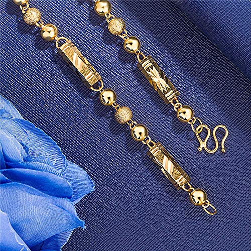 chachacha Men's Solid Pure Hexa Bamboo Knot Necklace Vintage Copper Gold-Plated Jewelry