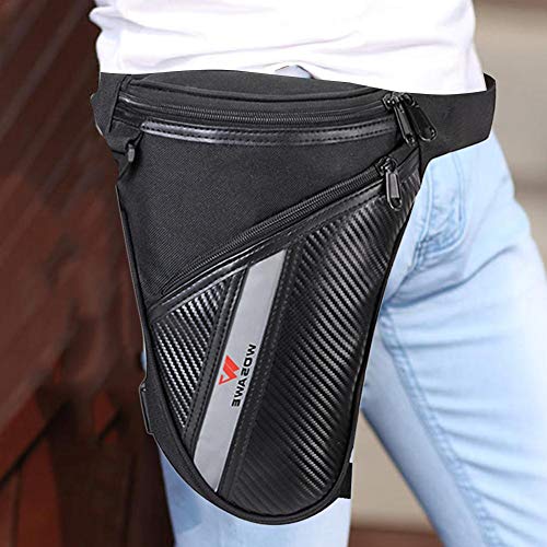 Chalkalon Motocross Racing Leg Bag Bolso de Cintura Oxford de Tela Ajustable Resistente al Desgaste de Gran Capacidad, Negro Benefit Robust Handsome