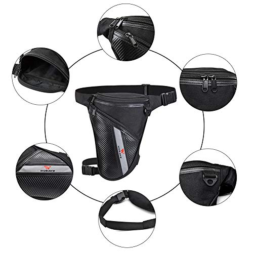 Chalkalon Motocross Racing Leg Bag Bolso de Cintura Oxford de Tela Ajustable Resistente al Desgaste de Gran Capacidad, Negro Benefit Robust Handsome