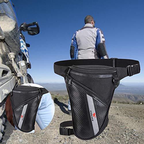 Chalkalon Motocross Racing Leg Bag Bolso de Cintura Oxford de Tela Ajustable Resistente al Desgaste de Gran Capacidad, Negro Benefit Robust Handsome