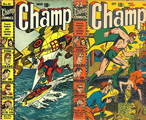 Champ Comics. Issues 21 and 22. Features The Twinkle Twins, Champ, Dr Miracle, Meteor and Slim Jim. Golden Age digital comics Superheroes and Heroines. (English Edition)