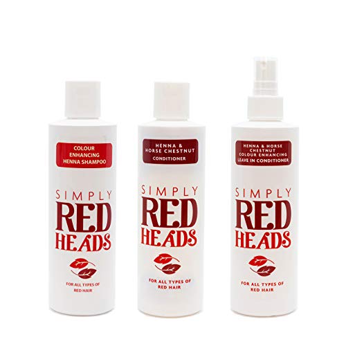 Champú de henna que mejora el color, acondicionador de henna y horsechestnut y acondicionador para pelirrojas/jengibre