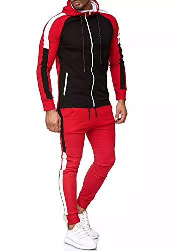 Chándal Completo para Hombre, Moda Slim Fit Conjunto Deportivo de Manga Larga Casual Sudadera con Capucha + Pantalones Deportivos Conjuntos