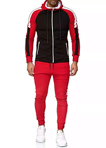 Chándal Completo para Hombre, Moda Slim Fit Conjunto Deportivo de Manga Larga Casual Sudadera con Capucha + Pantalones Deportivos Conjuntos