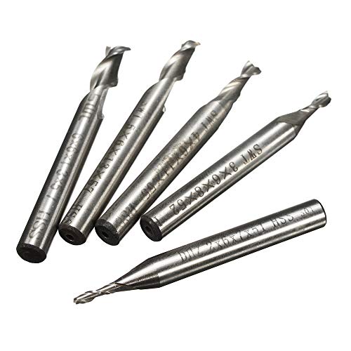 ChaRLes 5Pcs 2 Flauta 2/3/4/5/6Mm 6 mm Vástago Fresado Fresa Hss Final Mill Bit De Grabado Cnc