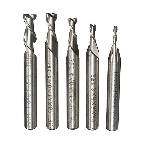ChaRLes 5Pcs 2 Flauta 2/3/4/5/6Mm 6 mm Vástago Fresado Fresa Hss Final Mill Bit De Grabado Cnc