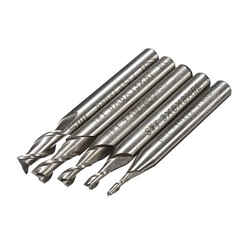 ChaRLes 5Pcs 2 Flauta 2/3/4/5/6Mm 6 mm Vástago Fresado Fresa Hss Final Mill Bit De Grabado Cnc