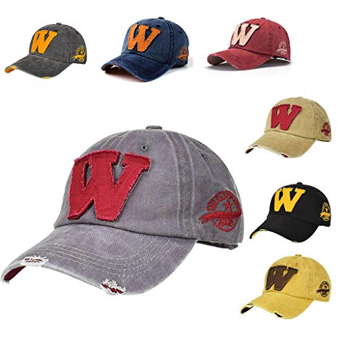 CheChury Gorra de béisbol de algodón con Sombra de Sol Moda Unisex Letra W Hockey Béisbol Verano Sombreros Hip Hop Motocicleta Gorra Retro Sombrero