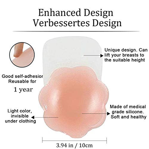 CheChury Pezoneras Silicona Push Up Breast Lift Sujetadores Adhesivos Invisibles Reutilizable Pezón Levantamiento Cubierta 100% Biológica de silicona