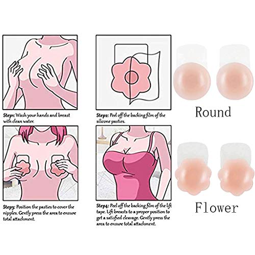 CheChury Pezoneras Silicona Push Up Breast Lift Sujetadores Adhesivos Invisibles Reutilizable Pezón Levantamiento Cubierta 100% Biológica de silicona