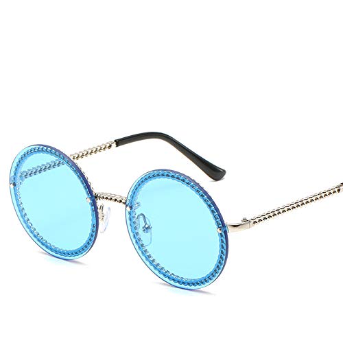 chenxing Personalidad Metal Cadena Sin Marco Gafas De Sol Europeas Y Americana Tendencia Pequeña Fragancia Gafas De Sol Señoras Set-up Gafas Nuevo Rebanadas de té doble con marco de oro
