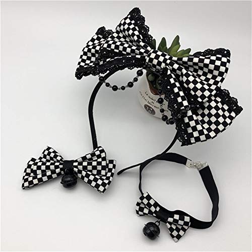 chenyou Poker Japonés Gótico del Negro Tela Escocesa Blanca Diadema Horquilla Mujer Arco De Headwear Cosplay Punky Venda De Los Accesorios del Pelo Cintas para el Pelo (Color : Necklace Velvet)