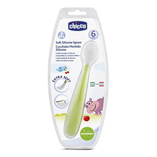 Chicco - Cuchara flexible de silicona, a partir de 6 meses, color verde