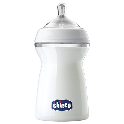 Chicco NaturalFeeling - Biberón con tetina redondeada anticólicos y flujo rápido para bebé de 6m+, 330 ml