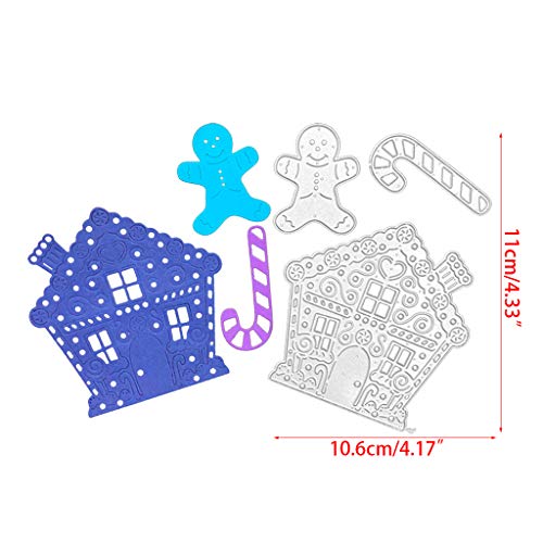 Chihuobang Plantilla de corte de metal para manualidades, plantilla de papel, para decoración de tarjetas con casa y patrón de hombre de jengibre