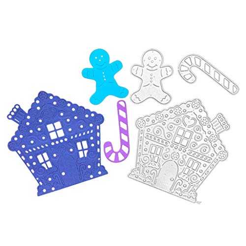 Chihuobang Plantilla de corte de metal para manualidades, plantilla de papel, para decoración de tarjetas con casa y patrón de hombre de jengibre