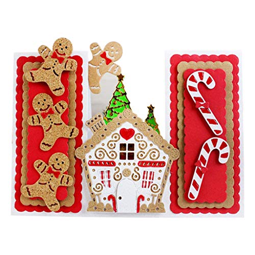 Chihuobang Plantilla de corte de metal para manualidades, plantilla de papel, para decoración de tarjetas con casa y patrón de hombre de jengibre