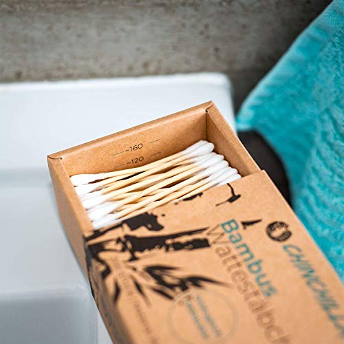 Chinchilla® 4-pack Bambú bastoncillos de algodón (800 piezas) 100% Biodegradable, Compostable, Vegano y Sostenible