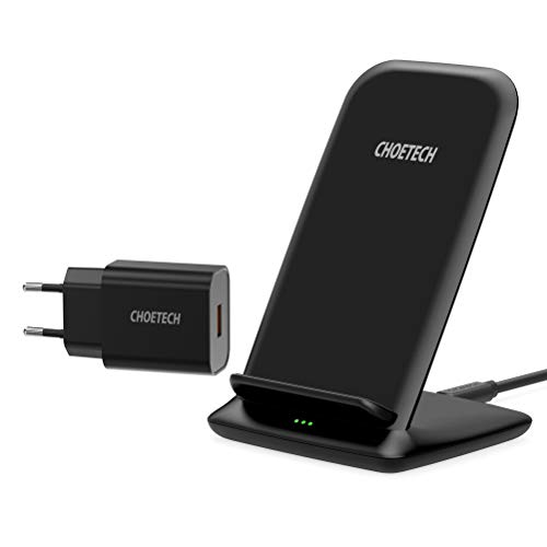 CHOETECH Cargador Inalámbrico, Wireless Charger con QC 3.0 Adaptador, 15W para LG Sony, 10 W para Samsung S20/S10/S9/S8/Note10/Huawei, 7.5W para iPhone11/11Pro/SE 2020/XS/XR/X/8/8 Plus-Negro