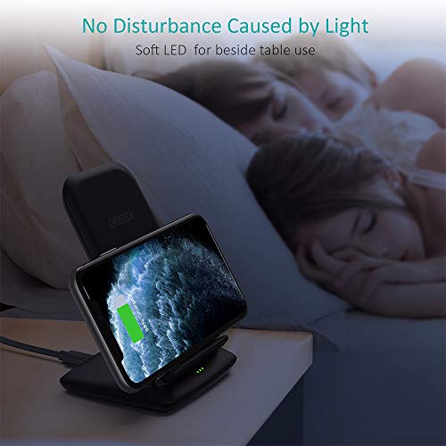 CHOETECH Cargador Inalámbrico, Wireless Charger con QC 3.0 Adaptador, 15W para LG Sony, 10 W para Samsung S20/S10/S9/S8/Note10/Huawei, 7.5W para iPhone11/11Pro/SE 2020/XS/XR/X/8/8 Plus-Negro