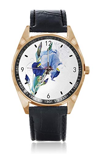 Choeter Bouquet Elegante Petal Plant Hermosa Flor Agua Personalizado Reloj para Hombre Mujer Impermeable Reloj de Pulsera de Cuarzo de Acero Inoxidable con Banda de Cuero Reemplazable
