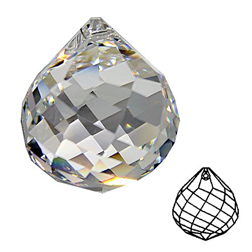 Christoph Palme Leuchten - 2 bolas de cristal Swarovski de 30 mm de diámetro para colgar con facetas enroscadas Feng Shui de cristal transparente para decoración de atrapasueños