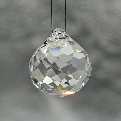 Christoph Palme Leuchten - 2 bolas de cristal Swarovski de 30 mm de diámetro para colgar con facetas enroscadas Feng Shui de cristal transparente para decoración de atrapasueños