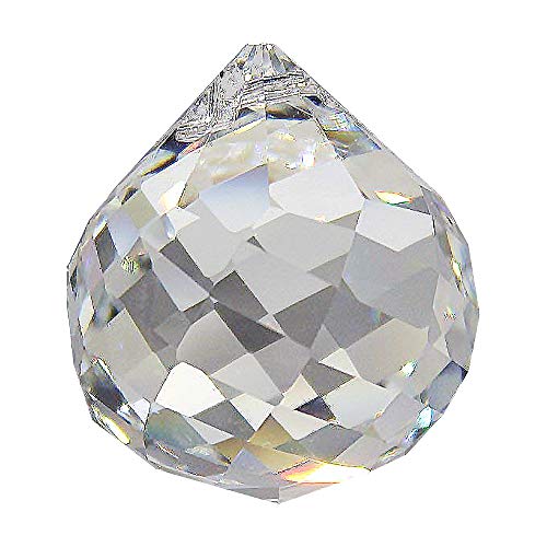 Christoph Palme Leuchten - 2 bolas de cristal Swarovski de 30 mm de diámetro para colgar con facetas enroscadas Feng Shui de cristal transparente para decoración de atrapasueños