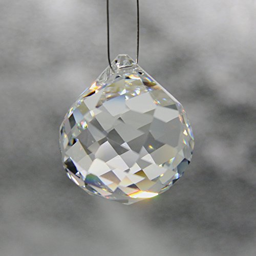 Christoph Palme Leuchten - 2 bolas de cristal Swarovski de 30 mm de diámetro para colgar con facetas enroscadas Feng Shui de cristal transparente para decoración de atrapasueños