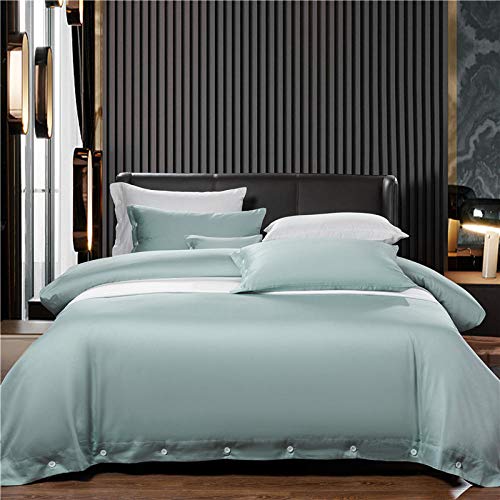 chuanglanja edredón Color Puro 100s algodón algodón Cuatro Piezas botón luz Puro algodón Hotel Funda nórdica Ropa de Cama-WLXRD-Vatican Star Blue_1.8 * 2 Metros sábana