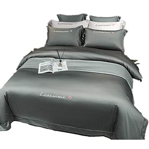 chuanglanja edredón Color Puro 100s algodón algodón Cuatro Piezas botón luz Puro algodón Hotel Funda nórdica Ropa de Cama-WLXRD-Vatican Star Blue_1.8 * 2 Metros sábana