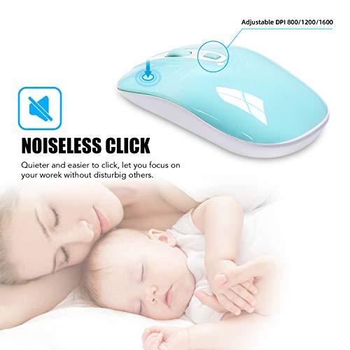 cimetech Ratón Inalámbrico, Ultra Delgado Silencioso Ratón, Ratón de Viaje Portátil 2.4G con Receptor Nano, para Computadora Portátil, PC, Portátil, Computadora, Macbook (Azul)