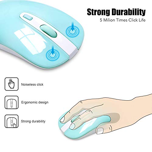 cimetech Ratón Inalámbrico, Ultra Delgado Silencioso Ratón, Ratón de Viaje Portátil 2.4G con Receptor Nano, para Computadora Portátil, PC, Portátil, Computadora, Macbook (Azul)