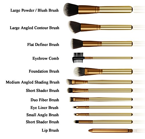 CINEEN 12 PC Brochas Maquillaje Set Profesional Sintético Set Brochas maquillaje Pinceles Maquillaje Profesional Makeup Brushes+ Bolso