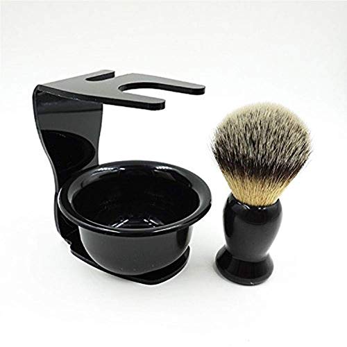 CINEEN 3 en 1 Cepillo de Afeitar Sostenedor de Afeitado Tazón Taza para Organizador Maquinilla de Afeitar Decoración de Baño Set de Afeitar Negro