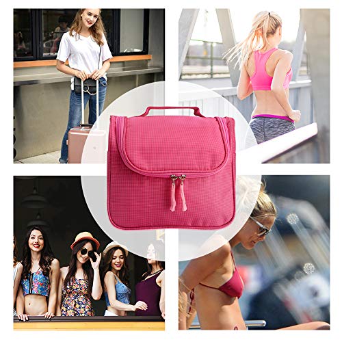 CINEEN Bolso cosmético/hogar Almacenamiento Paquete/Bolsa de Viajes/Neceser para Colgar Impermeable con Gancho y Mango para Organizar Accesorios de Baño （Rosa）
