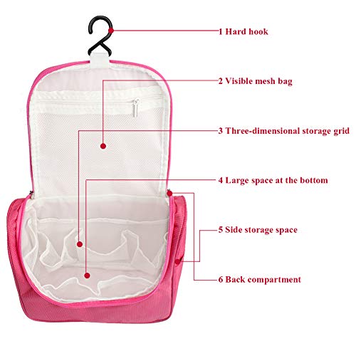 CINEEN Bolso cosmético/hogar Almacenamiento Paquete/Bolsa de Viajes/Neceser para Colgar Impermeable con Gancho y Mango para Organizar Accesorios de Baño （Rosa）