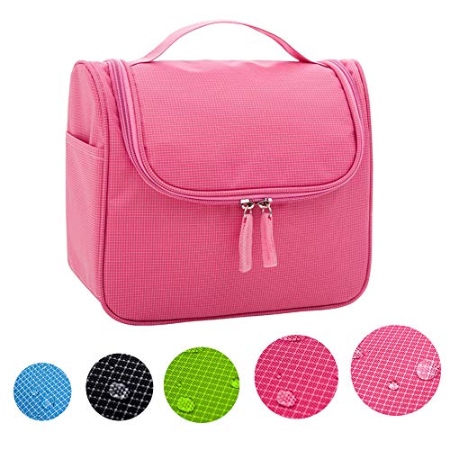 CINEEN Bolso cosmético/hogar Almacenamiento Paquete/Bolsa de Viajes/Neceser para Colgar Impermeable con Gancho y Mango para Organizar Accesorios de Baño （Rosa）