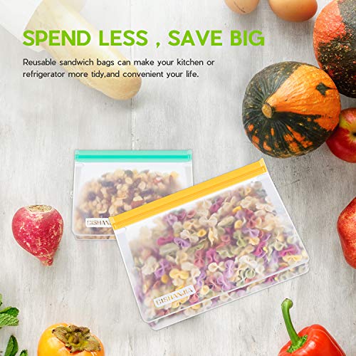 CISHANJIA Bolsa Silicona Reutilizables, 12 piezas Bolsas Congelar Reutilizables sin BPA Bolsas de Almuerzo Ziplock Snack, Bolsas de Alimentos Ecológicas e Impermeables para Frutas, Almuerzos, Viajes