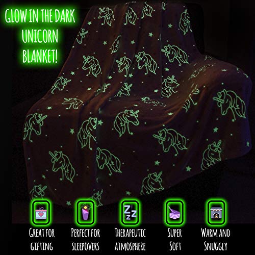 CityComfort Manta Unicornio y Estrellas Que Brillan en la Oscuridad, Mantas Nórdicas Super Suaves Forro Polar, Manta Rosa para Sofa Cama, Regalos Originales para Niñas Mujeres