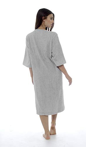 CityComfort® Toalla para Mujer Botón o Toalla de baño con Cremallera para Mujer - Albornoz Grande con Toalla (L, Cremallera Plata)
