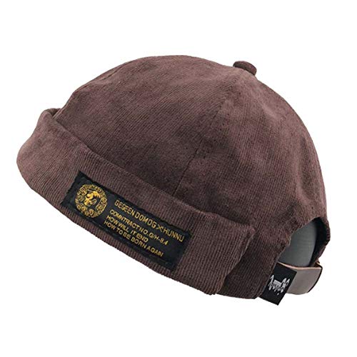 Clape Watch - Gorra de Trabajo Commando de Pana de Pana sin Llama con diseño de Flor de león, Caqui, 21-23.6 Inches / 54-60cm (Adjustable) (CT06-Brown)