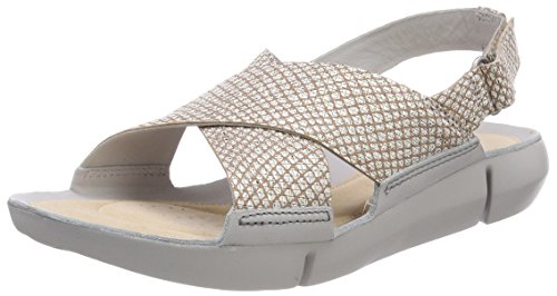 Clarks Tri Chloe, Sandalias de Talón Abierto para Mujer, Plateado (Metallic), 36 EU